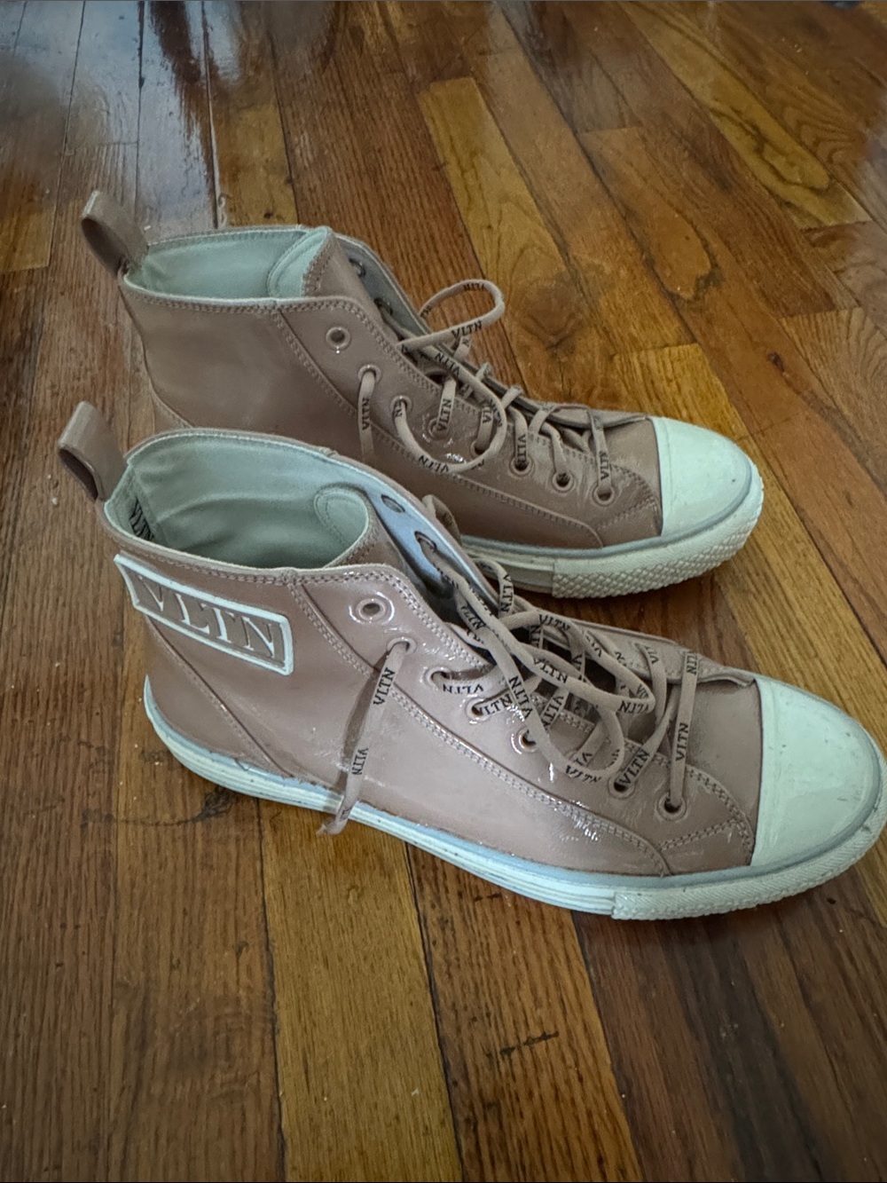 Valentino Garavani Tan High-Top Sneakers with White Toe